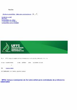 UFFS Campus Laranjeiras do Sul abre edital para contratação de professores substitutos