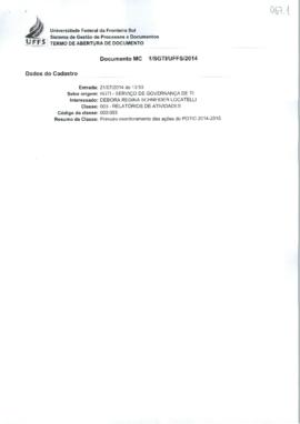 Memorando orientando sobre monitoramento das ações do PDTIC 2014-2015