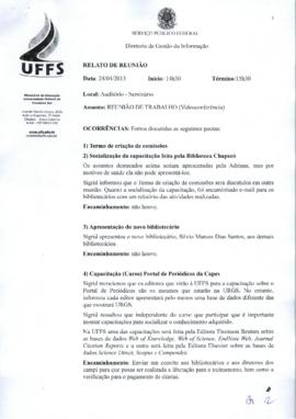 Relato de Reunião de Trabalho da Diretoria de Gestão da Informação - DGI
