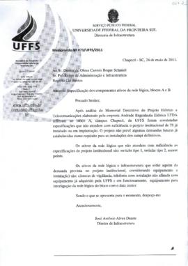 Memorando especificando componentes ativos da rede lógica