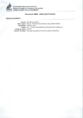 Memorando informando execução do Plano de Logística Sustentável