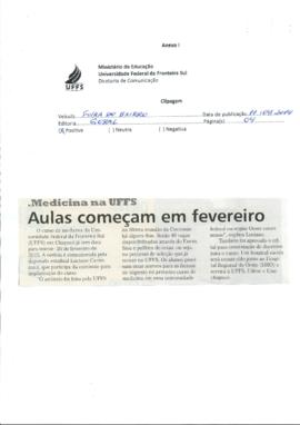 Medicina na UFFS, aulas começam em fevereiro