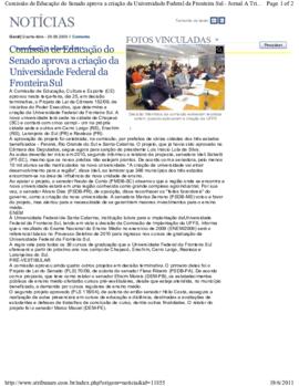 Comissão de Educação do Senado aprova a criação da UFFS