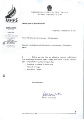 Memorando solicitando rede de telefonia e internet