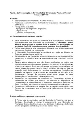 Relatório da Coordenação do Movimento Pró-Universidade – 241108