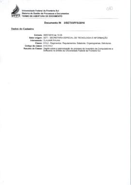 Instrução Normativa dispondo sobre padronização do processo de inventário