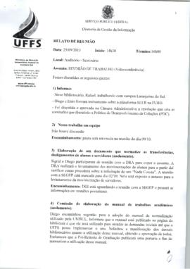 Relato de Reunião de Trabalho da Diretoria de Gestão da Informação - DGI