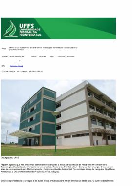 UFFS: edital do Mestrado em Ambiente e Tecnologias Sustentáveis será lançado