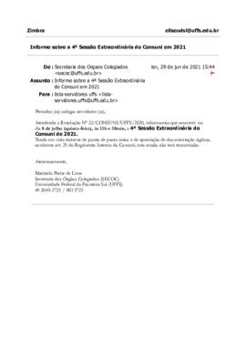Informe sobre a 4ª Sessão Extraordinária do Consuni em 2021