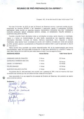 Relato de Reunião de Pré-preparação da Sprint 1