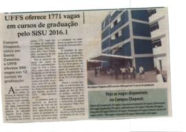 UFFS oferece 1771 vagas em cursos de graduação pelo SiSU 2016.1
