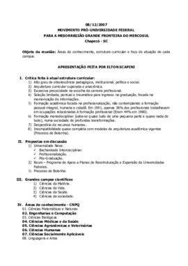 Relato de Reunião do Movimento Pró-Universidade – 081207