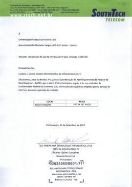 Declaração de uso de serviços de IP para conexão a internet