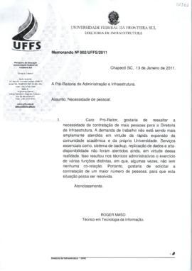 Memorando informando necessidade de pessoal