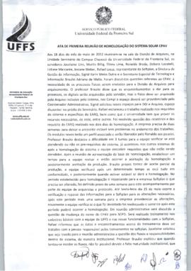 Ata de reunião de homologação do Sistema Solar CPAV - 180512