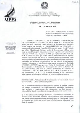 Instrução Normativa sobre estabelecimento da Política de Gestão de Documentos