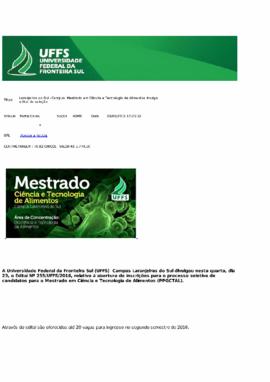 Laranjeiras do Sul: Mestrado em Ciência e Tecnologia de Alimentos divulga edital de seleção