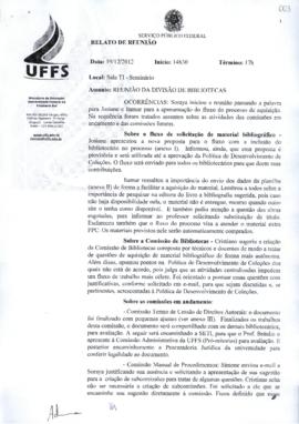 Relato de Reunião da Divisão de Bibliotecas
