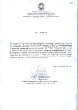 Declaração de participação na Ação SIGAD Livre