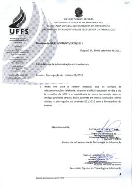 Memorando solicitando a prorrogação do contrato 21-201