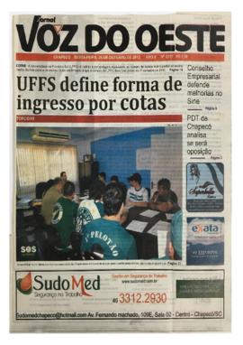 UFFS define forma de ingresso por cotas