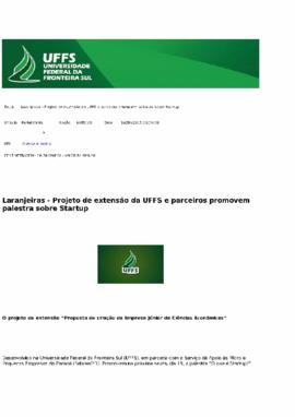 Projeto de extensão da UFFS e parceiros promovem palestra sobre Startup