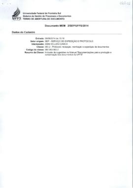 Memorando sobre produção de Manual sobre conservação de documentos