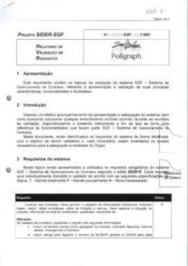 Relatório de Validação de Requisitos - Sistema SGF