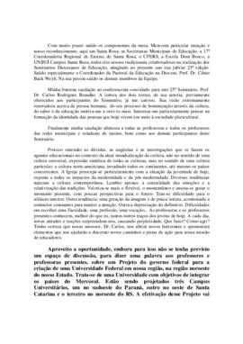 Discurso Bispo no Seminário Diocesano 25 anos