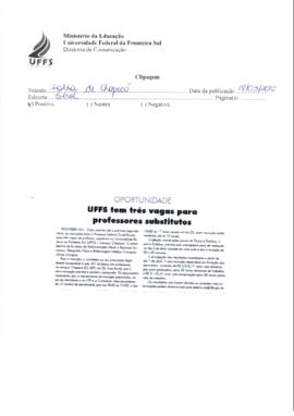 UFFS tem três vagas para professores substitutos