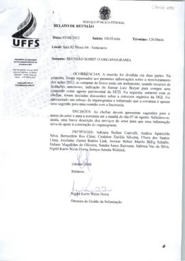 Relato de Reunião sobre o Organograma da DGI
