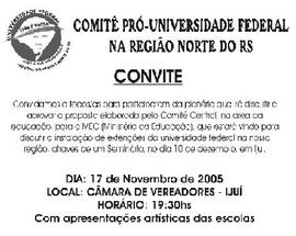Convite do Comitê Pró-Universidade Federal