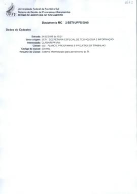 Memorando orientando sobre sistemas informatizados de TI