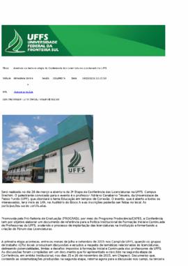Abertura de terceira etapa da Conferência das Licenciaturas acontecerá na UFFS