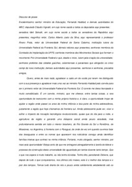 Discurso de posse de Dilvo Ristoff como Reitor da UFFS