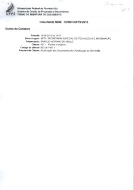 Memorando sobre atualização dos Documentos de Oficialização de Demanda - DGI