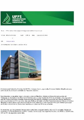 UFFS - Campus Cerro Largo abre 4 vagas para professores substitutos