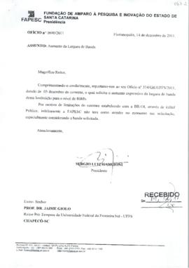 Ofício informando sobre aumento da largura de banda