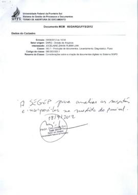 Memorando sobre criação de Documentos Digitais no SGPD