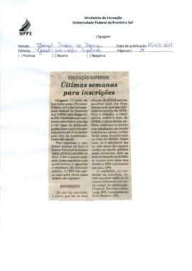 Últimas semanas para inscrições