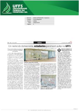 Em nome da democracia estudantes paralisam aulas na UFFS