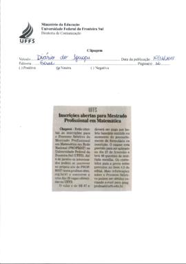 Inscrições abertas para Mestrado Profissional em Matemática