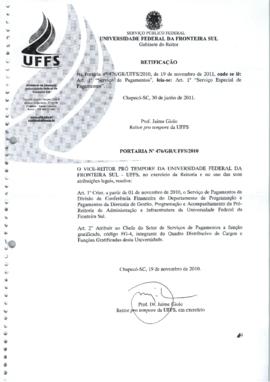 Portaria 476-GR-2010-Retificação