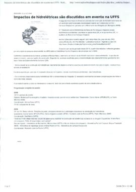 Impactos de hidrelétricas são discutidos em evento na UFFS