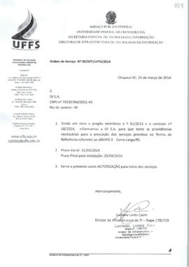 Ordem de Serviço para início de prestação de serviços