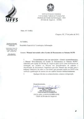 Memorando sobre publicação de Manual sobre Gestão de Documentos