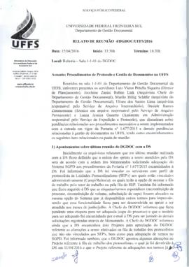 Relato de Reunião sobre protocolo e gestão de documentos - 150416