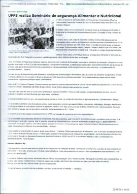 UFFS realiza seminário de segurança Alimentar e Nutricional