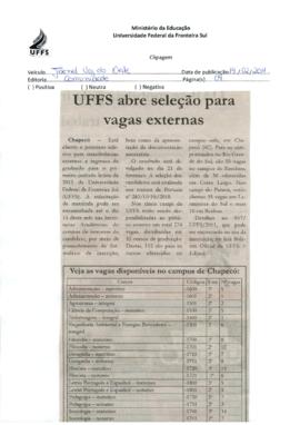 UFFS abre seleção para vagas externas