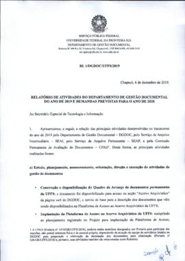 Relatório de Atividades do Departamento de Gestão Documental de 2019